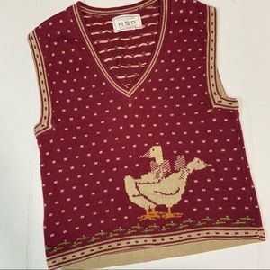 Vtg Intarsia Goose Sweater Vest Vintage